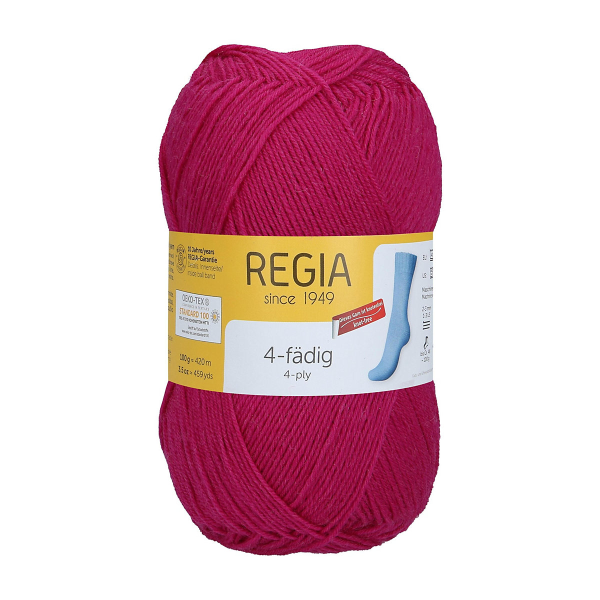Handstrickgarne 4-fädig Uni, 100g Fuchsia