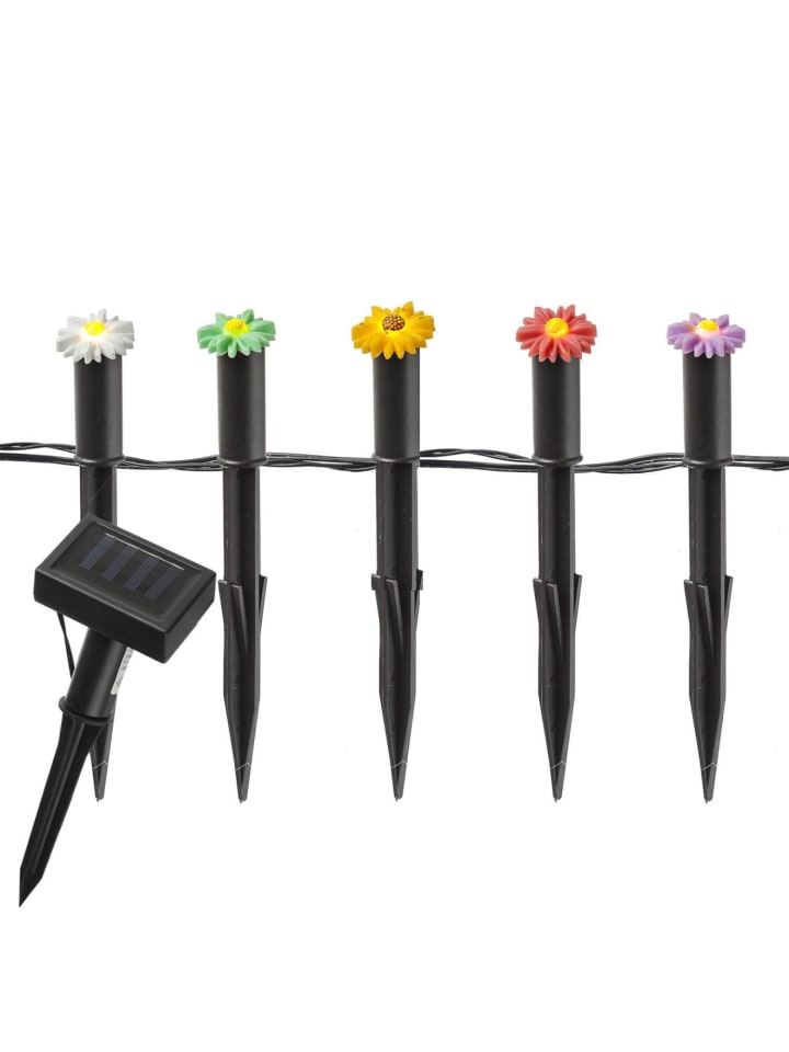 MARELIDA LED Solar Lichterkette Blumen 5 Beetstecker Gartenstecker H: 17cm in bunt günstig kaufen onesize