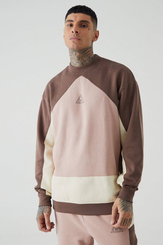 Tall Oversize Colorblock Sweatshirt-Trainingsanzug