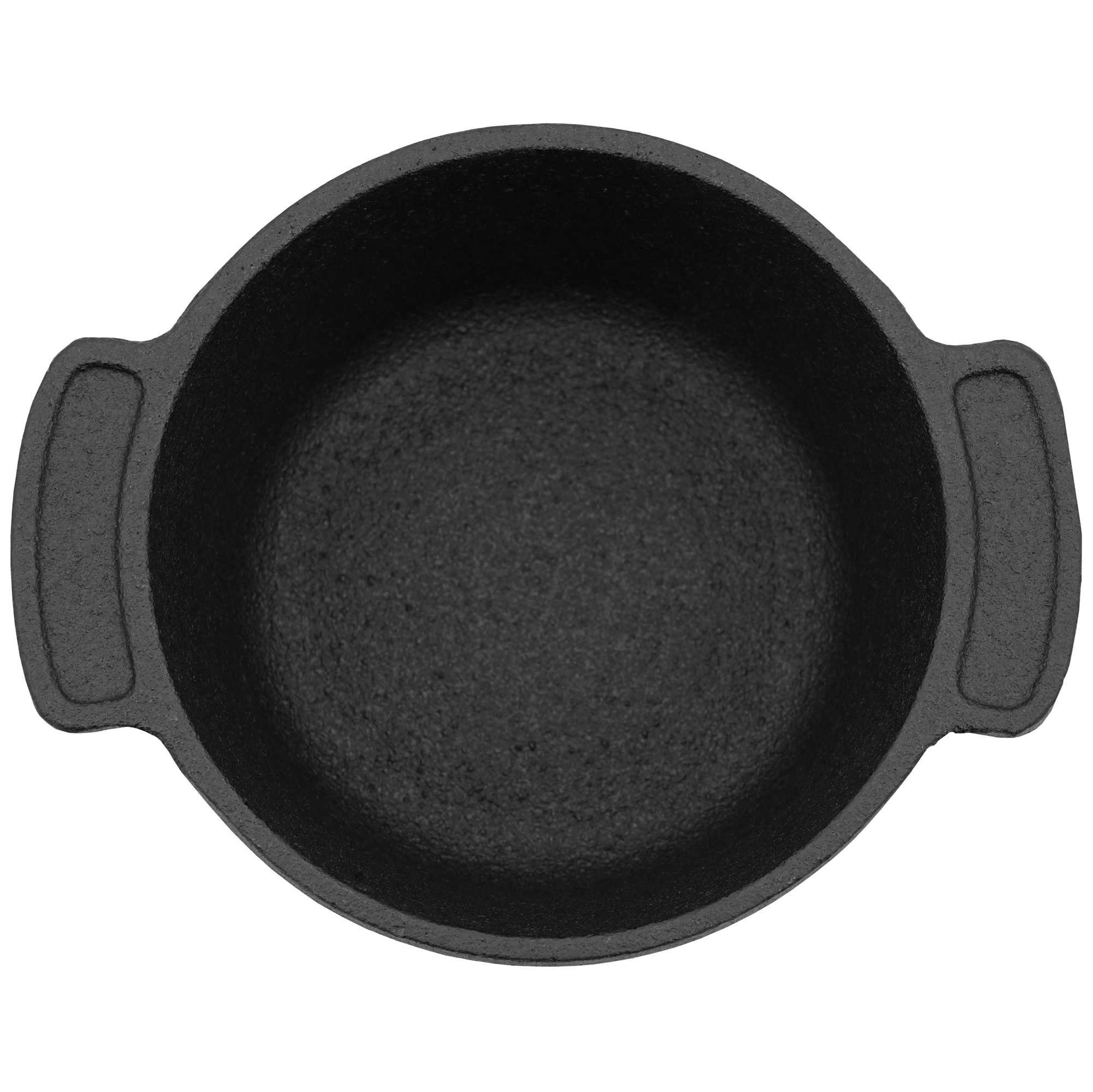 BBQ-Toro Serviertopf Mini Dutch Oven (4 Stück), Ø 11 cm, Gusseisen Topf mit Holzunterlage, Gusseisen (Set)