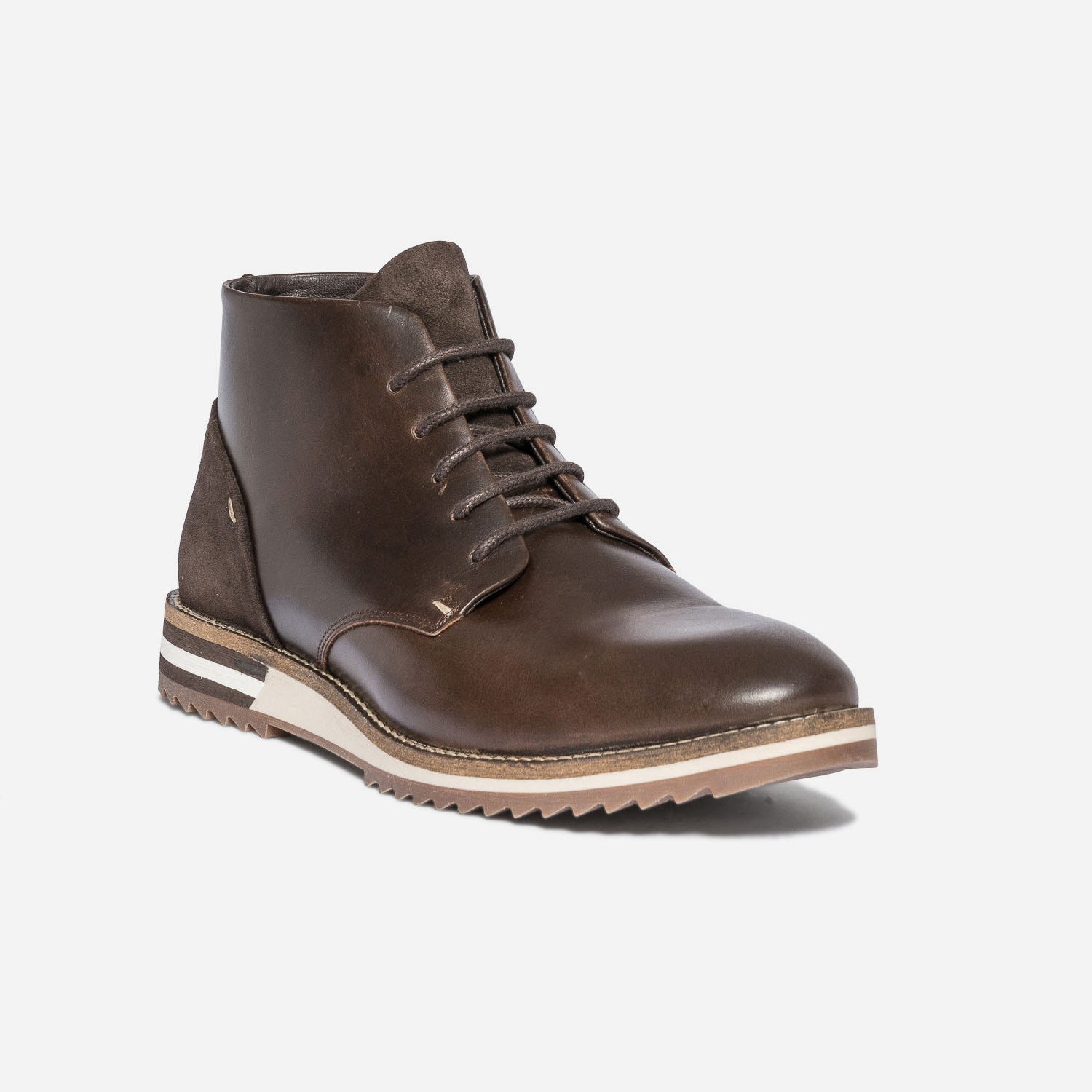 Boots à lacet confort marron en cuir