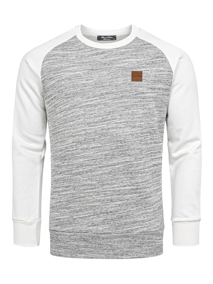 Amaci&Sons Pullover mit Rundhalsausschnitt ELGIN in Grau/Weiß günstig kaufen