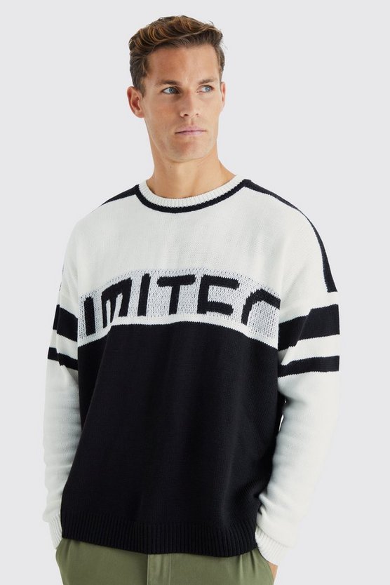 Tall kastiger Oversize Colorblock Strick-Pullover