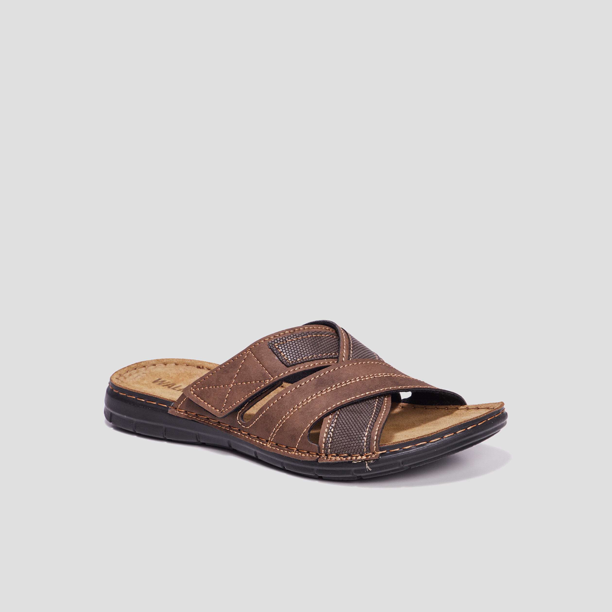 Mules à scratchs en cuir Walking Giuni marron homme | La Halle