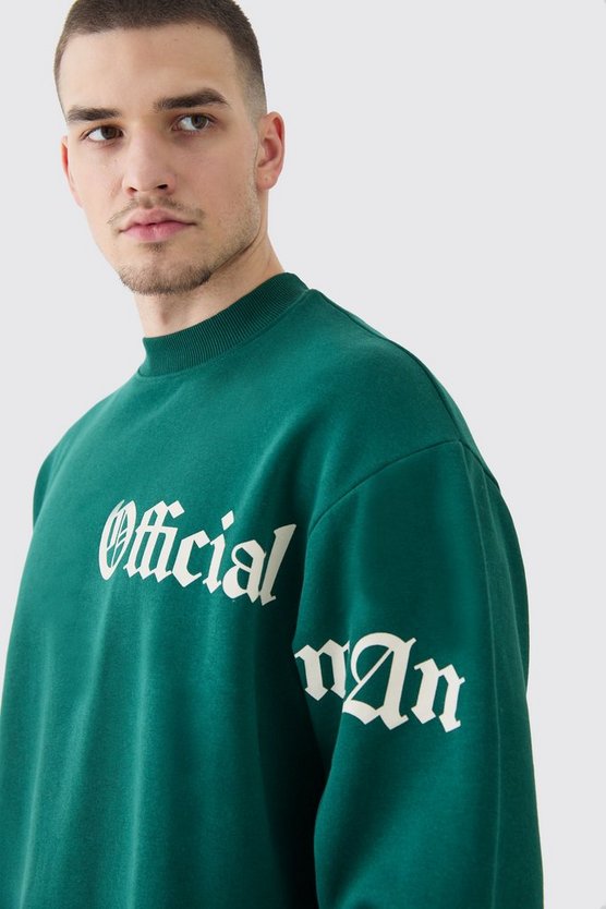 Tall Oversized Boxy Slogan Sweatshirt Tracksuit