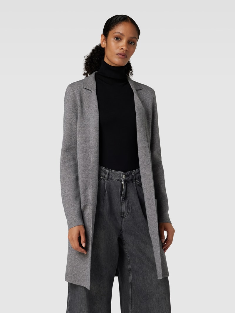 Longcardigan mit aufgesetzten Taschen Modell 'TASTY' in mittelgrau