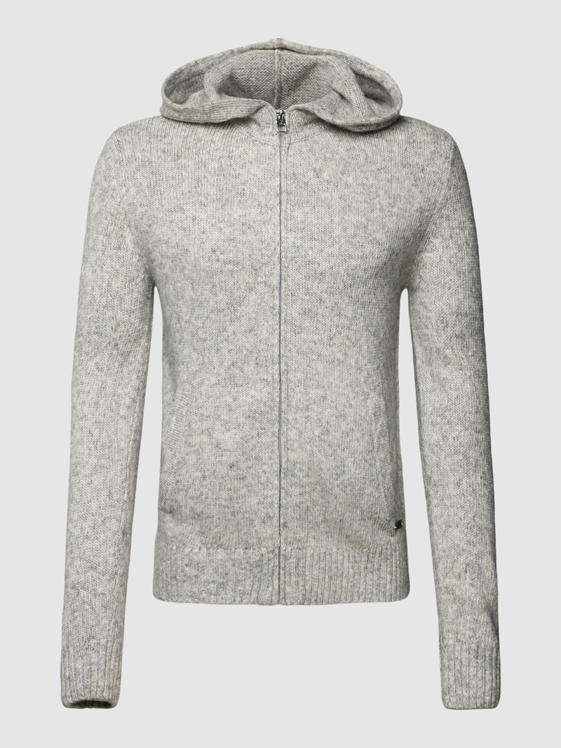 Strickjacke mit Reißverschluss in hellgrau