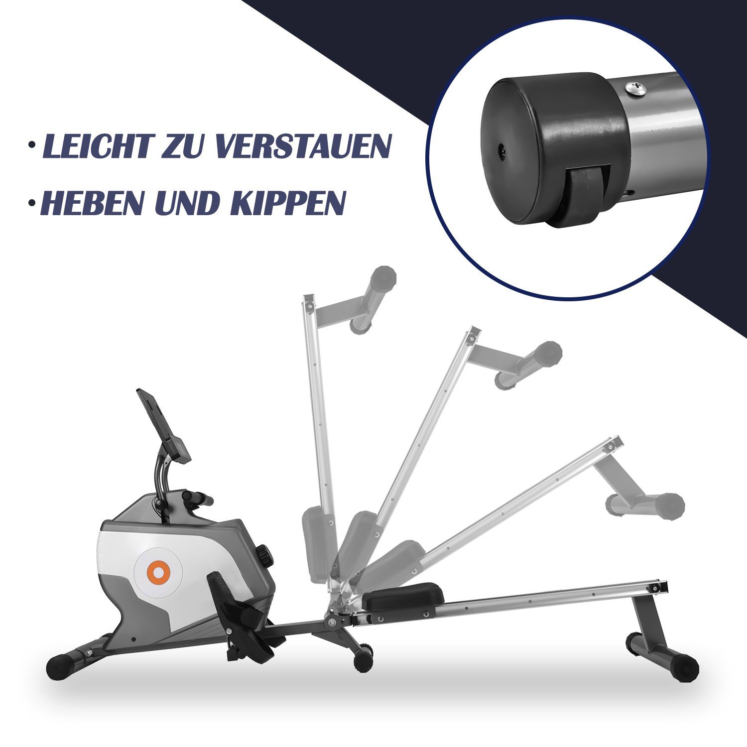 Gotagee Rudergerät Klapp-Rudergerät mit Magnetischem Spannsystem LED-Monito Rudergerät
