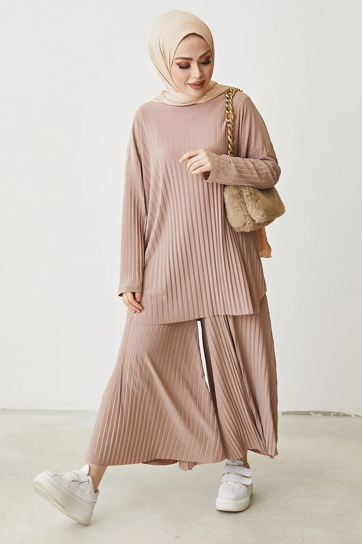 InStyle  Mila Faltenhosen-Tunika-Doppelset - Kamel