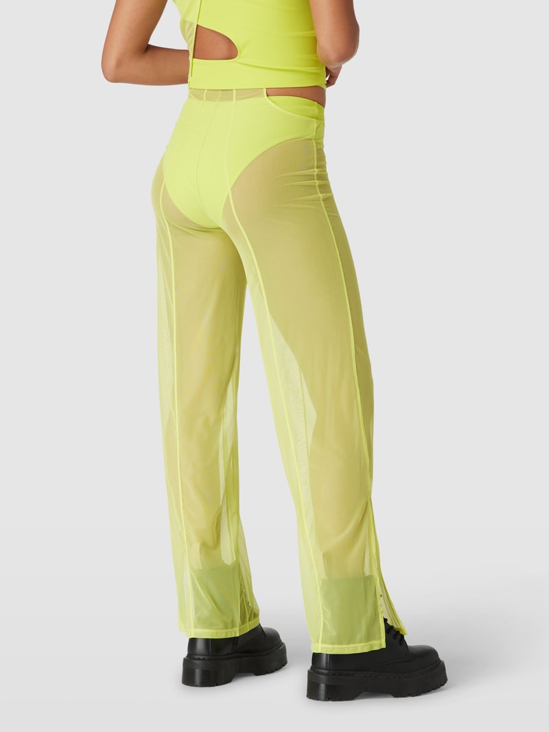 Hose mit Label-Stitching in neon gelb