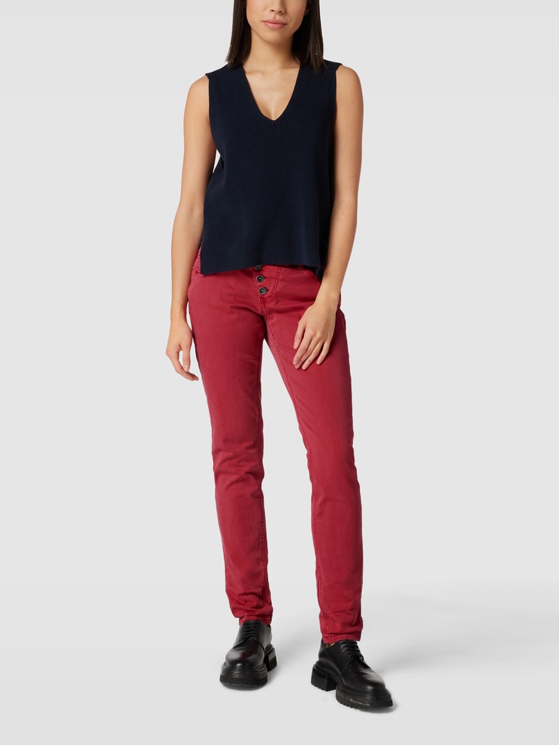 Jeans mit Label-Detail Modell 'MALIBU' in kirschrot