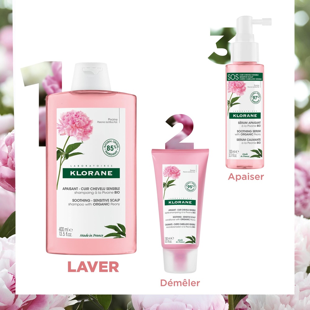 Klorane Pivoine - Shampoing apaisant et anti-irritant à la Pivoine Bio Shampoing