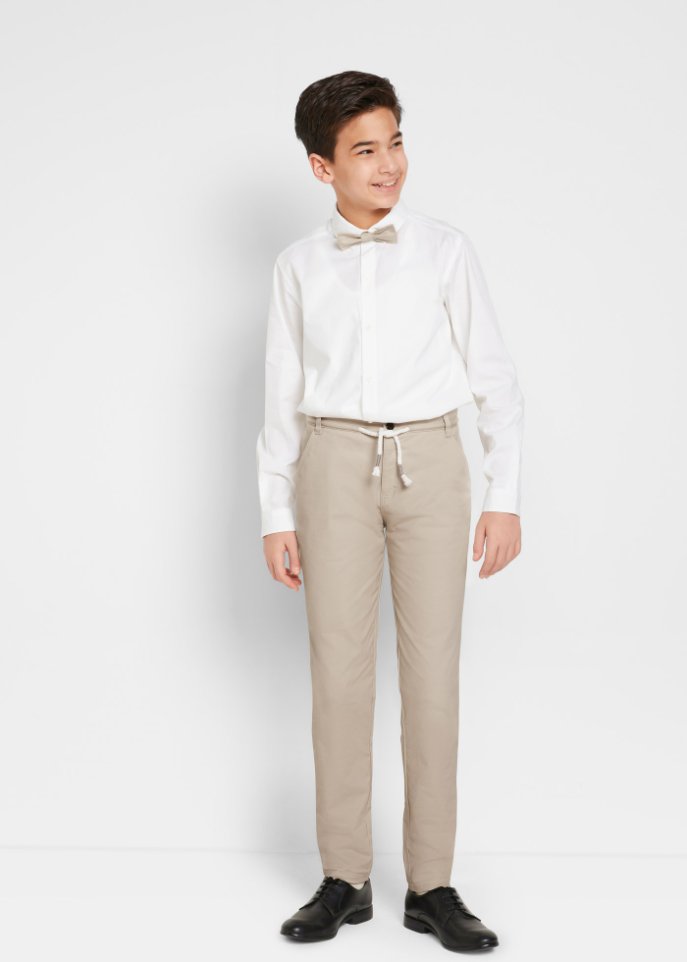 Jungen Chinohose, Hemd, Fliege, festlich (3-tlg.Set)
