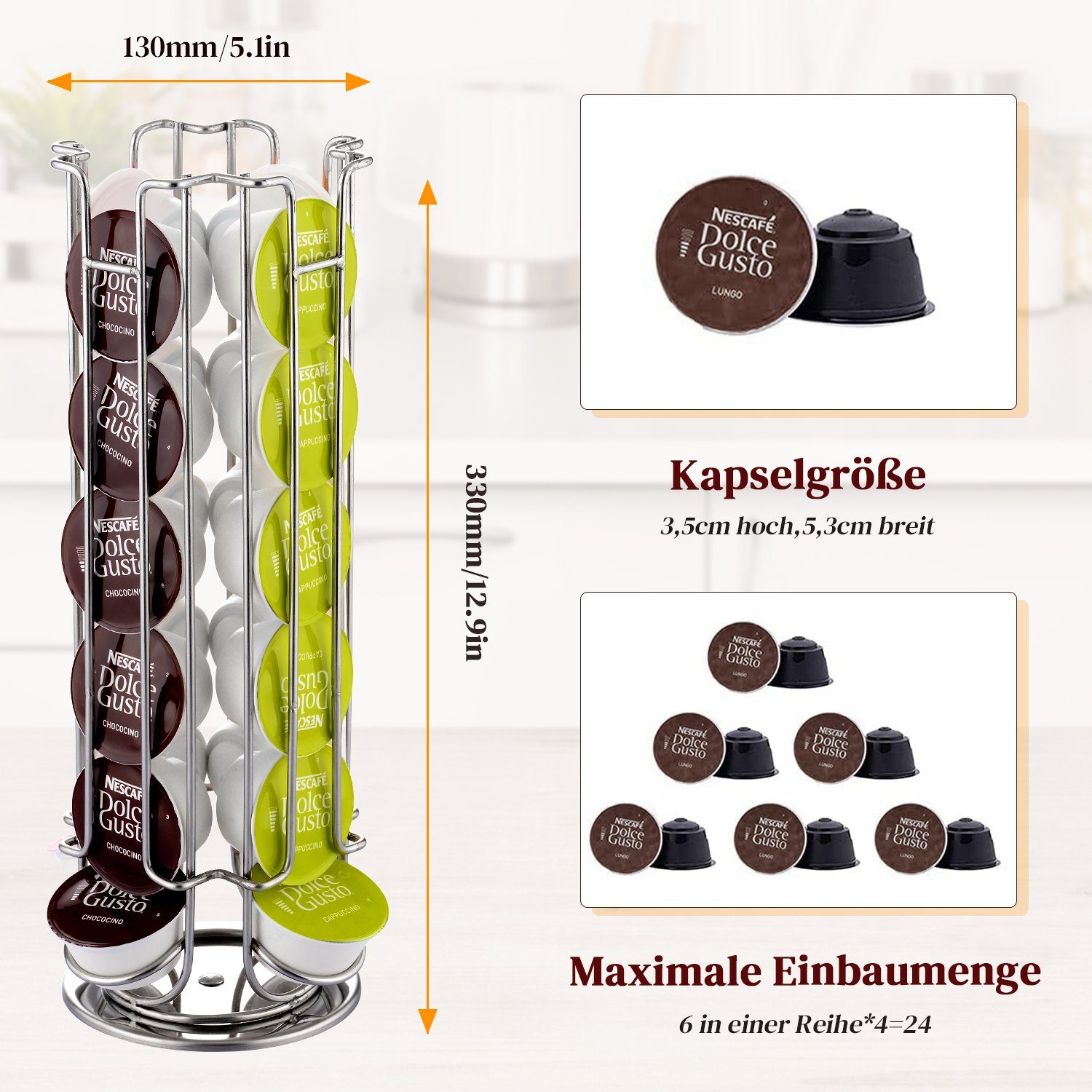 7Magic Kapselhalter kapselspender für Dolce Gusto & Nespresso, 13