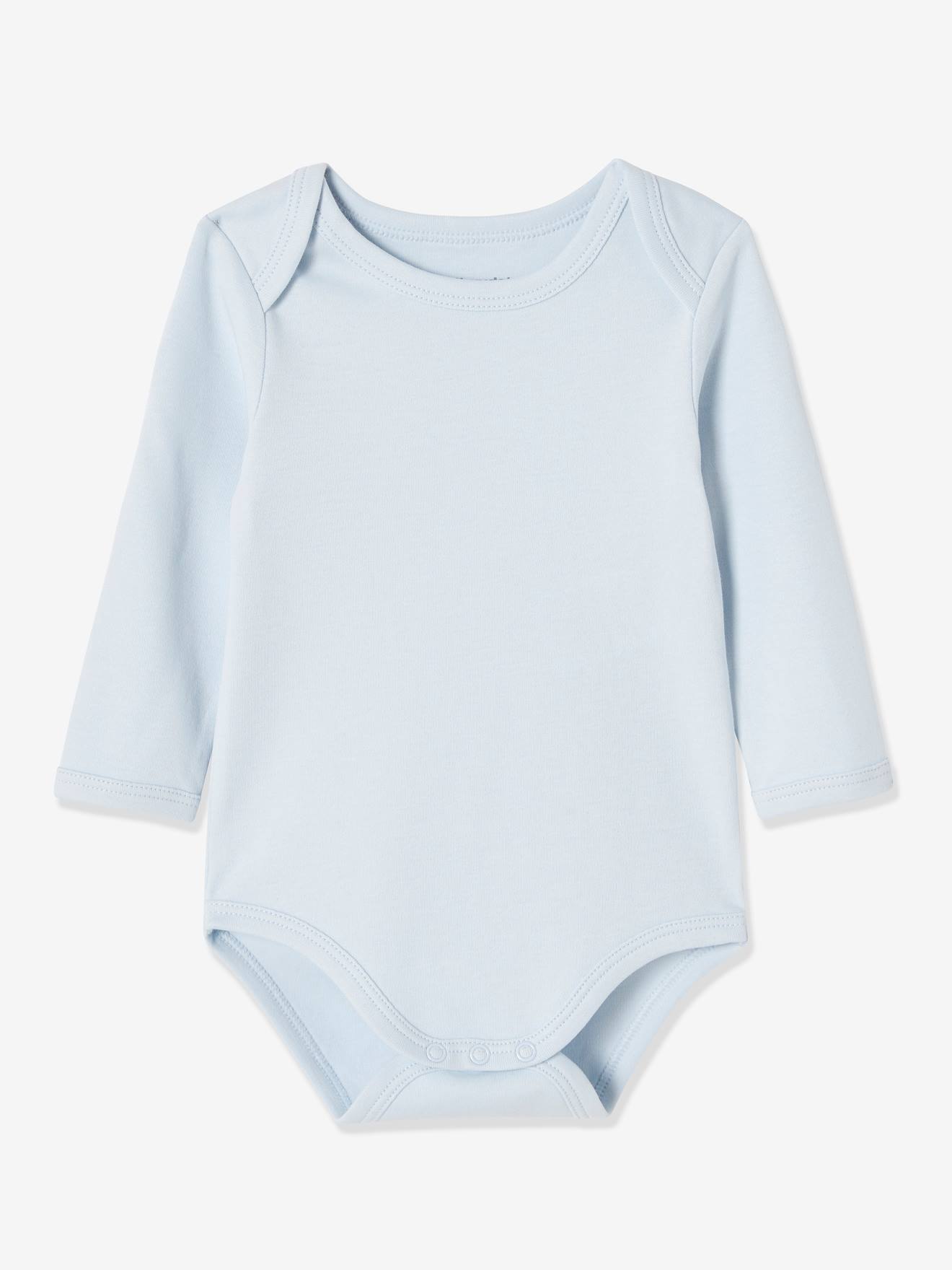Lot de 7 bodies manches longues ouverture US bébé BASICS lot vert grisé