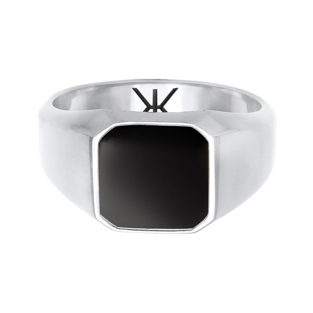 KUZZOI KUZZOI Bague Bague homme en émail noir tendance de base en argent sterling 925 Bague