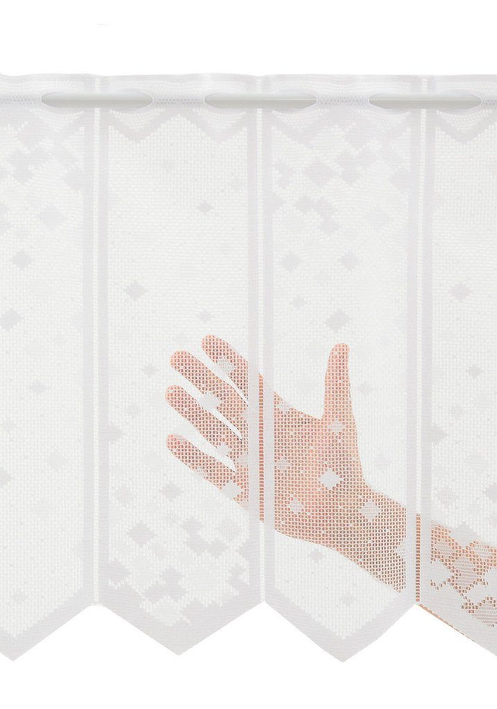 Scheibengardine nach Maß Mini Quadrate, Gardinen Kranzusch, Stangendurchzug (1 St), transparent, Stablöcher, transparent, verschiedene Höhen, Breiten