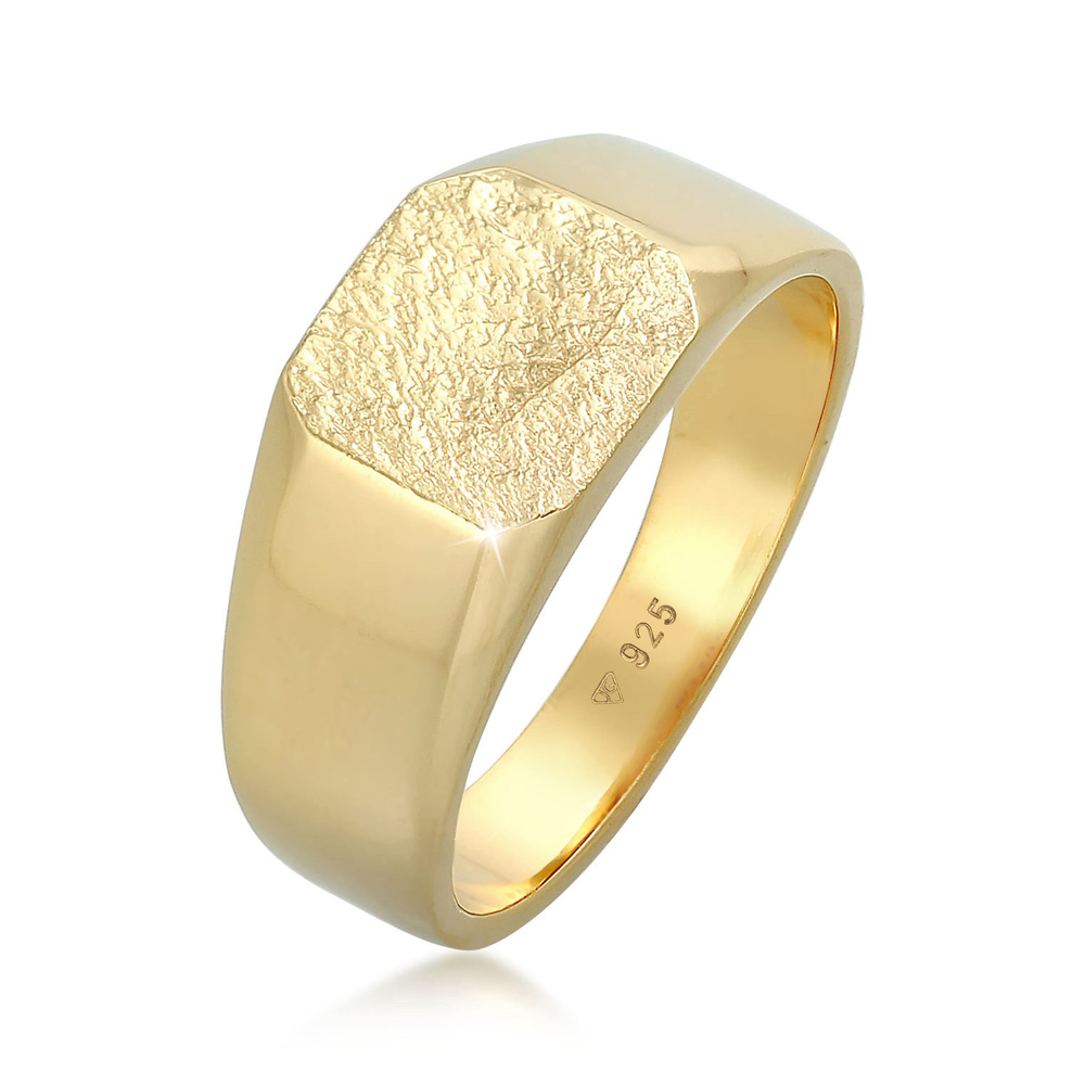 KUZZOI KUZZOI Bague Hommes sceau carré basique texture noire en argent sterling 925 Bague