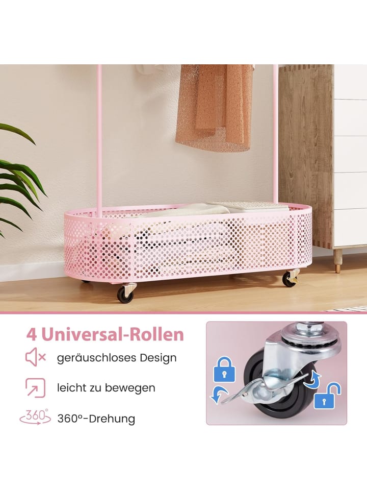 COSTWAY Kinder Kleiderständer rollbar 182cm in Rosa günstig kaufen onesize