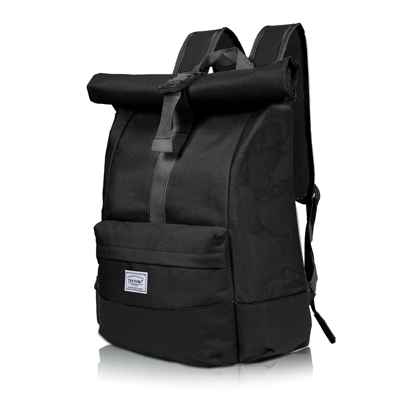 TAN.TOMI Freizeitrucksack Arbeitsrucksack Groß Damen lässiger Rolltop Rucksack Herren Backpack, mit Laptopfach bis 15,6 zoll, Modern Rolltop Daypack