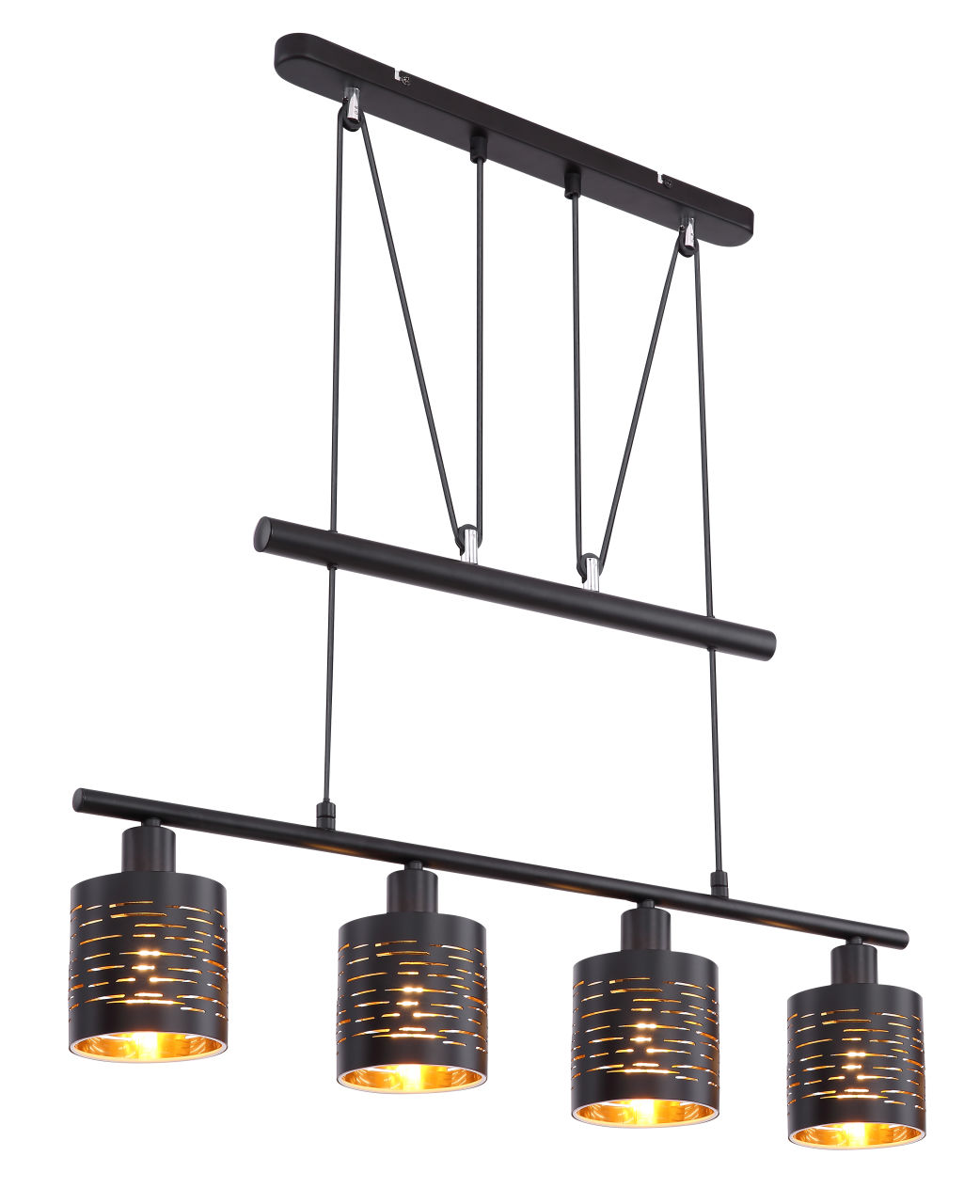 Globo Lighting - TUNNO - Hängeleuchte Metall schwarz, 4x E14 LED