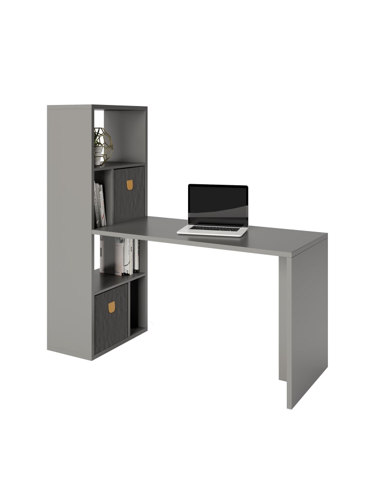 Phoenix Group AG  Fortuna - SET , Regal mit 6 Fächern inkl. Schreibtischanbau, grau, B/H/T: 58x146,6x34cm günstig kaufen onesize