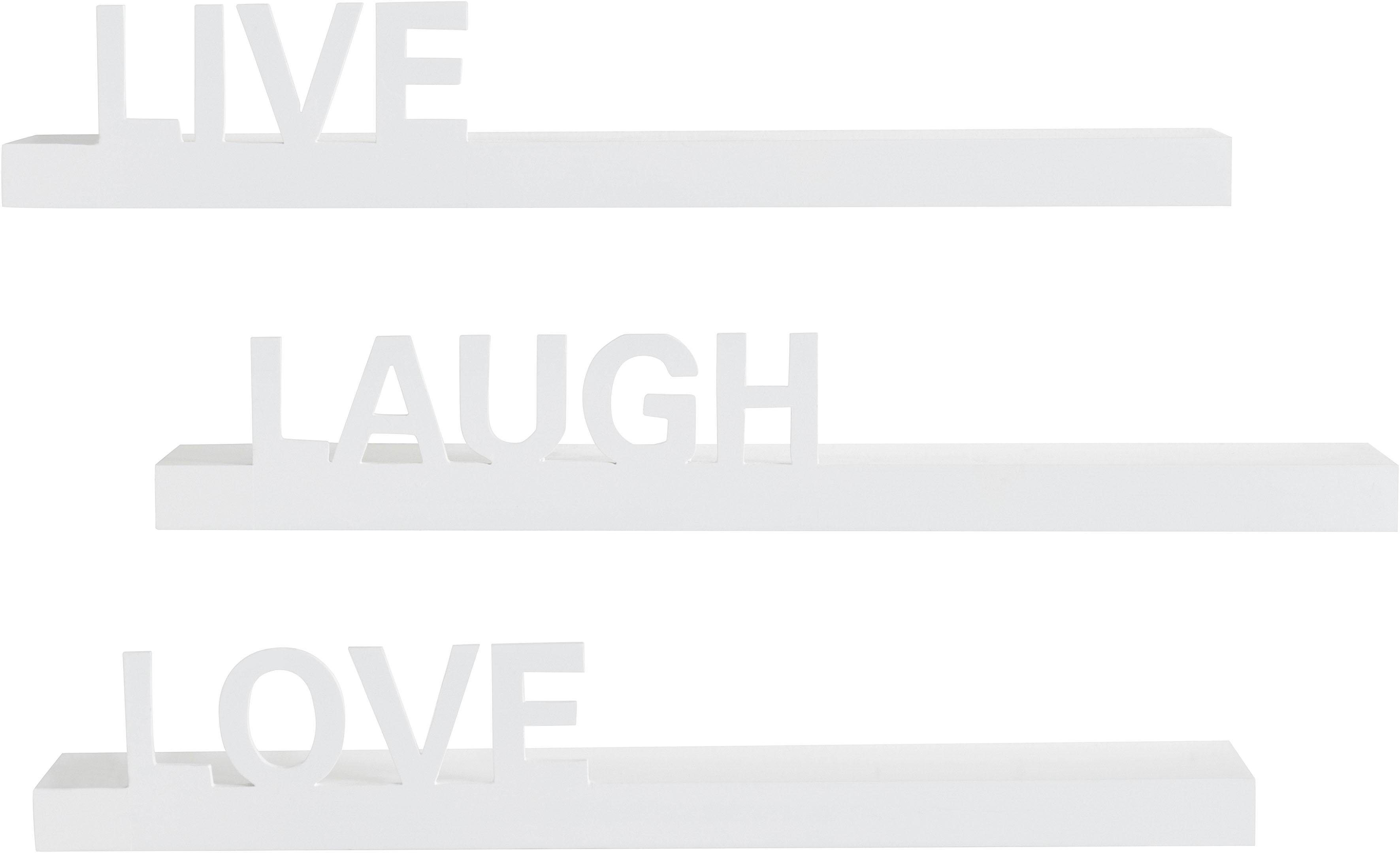 my home Deko-Wandregal Live - Love - Laugh, Set 3-tlg., Dekoregal, Wanddeko, mit Schriftzug