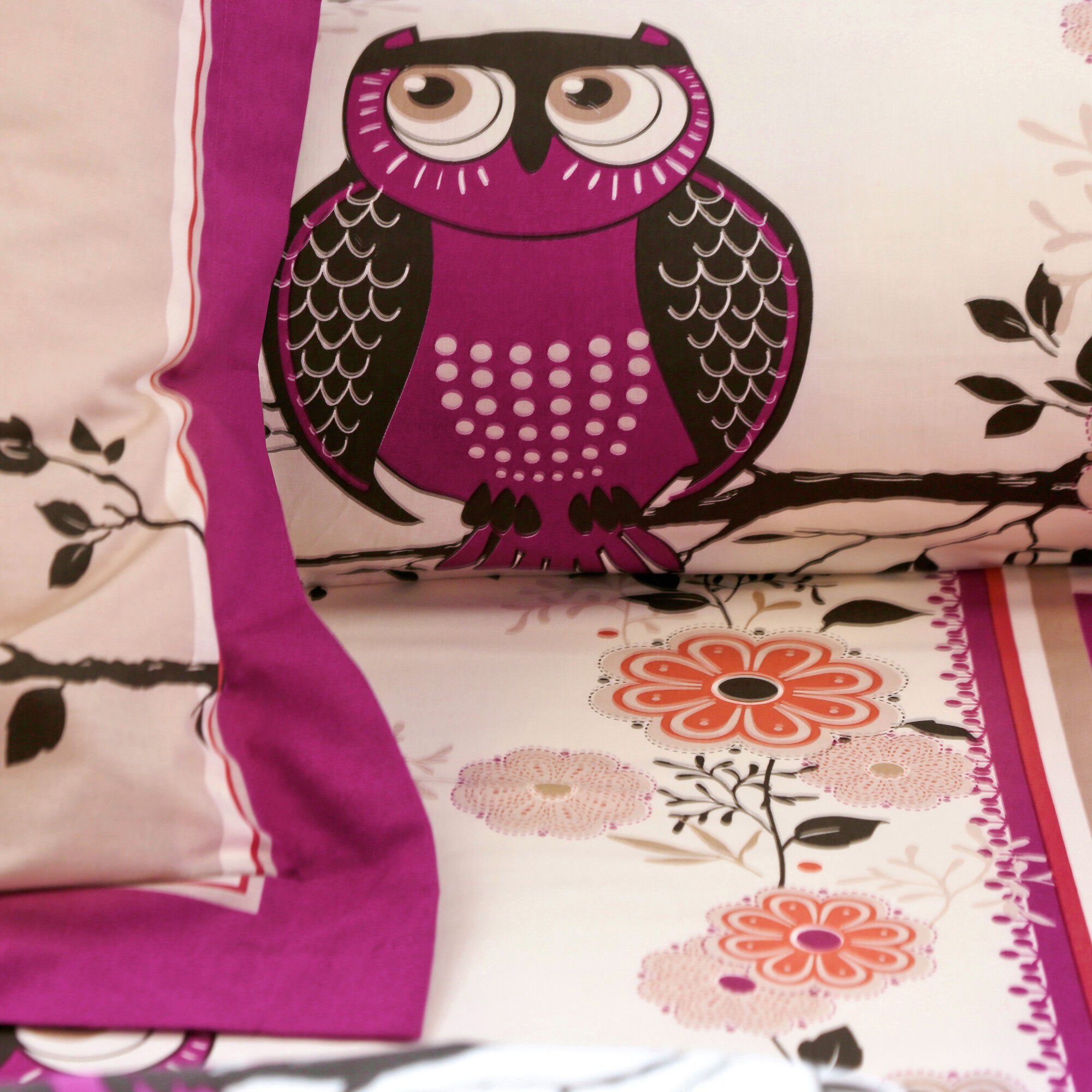 Linge de lit Chouette flanelle