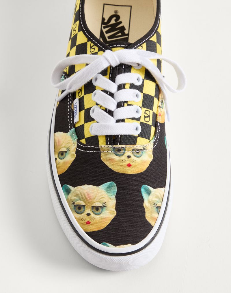 Sneaker Low-Top Valentino Garavani And Vans In Tessuto Con Stampa VLogo Checkerboard E Stampa Le Chat De La Maison