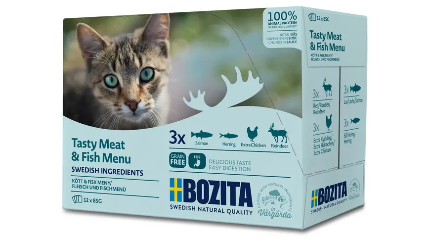 BOZITA Katzennassfutter Multibox Fleisch & Fisch-Menü 1.02 kg