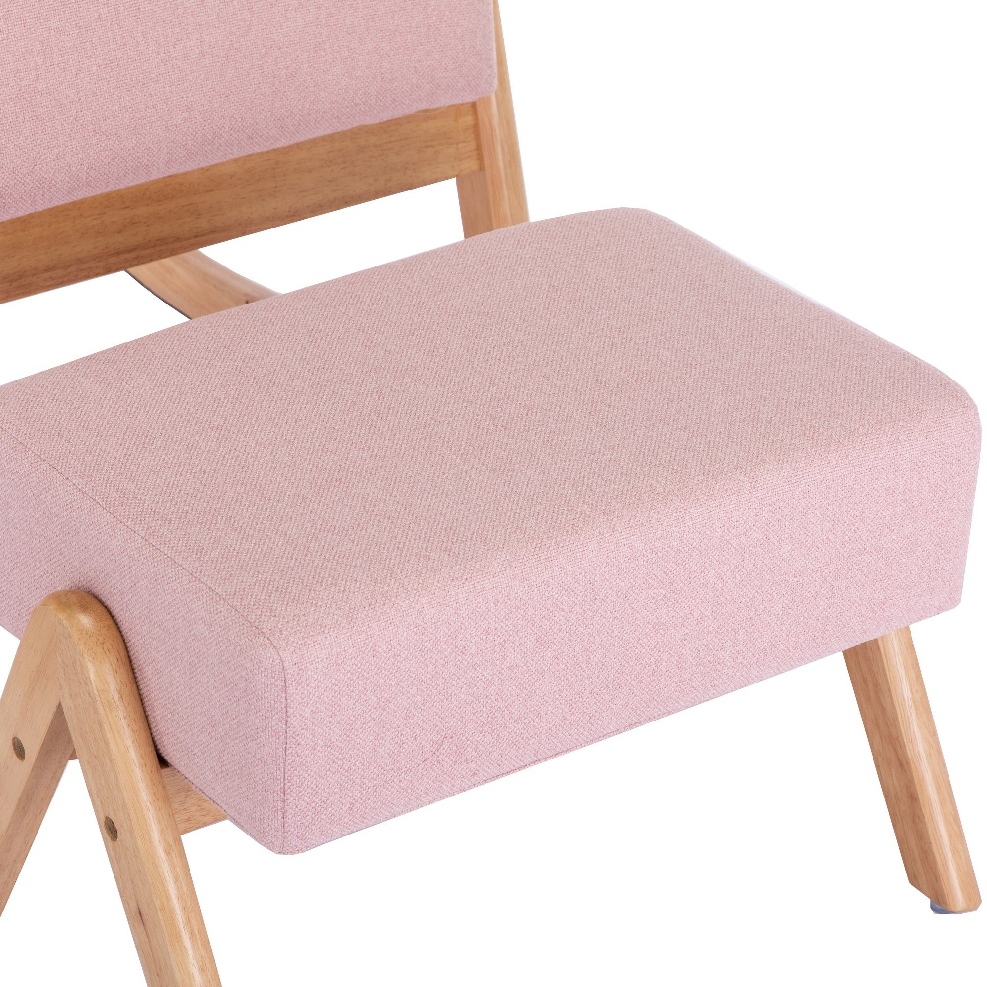 Celya Schaukelstuhl Wohnzimmer Bequemer Schaukelstuhl mit Ottomane, Hohe Rückenlehne Akzent Gleiter Schaukelstuhl, Leinen, Rosa