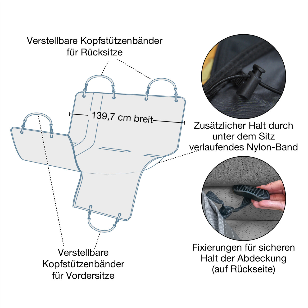 Kurgo Autozubehör Kurgo Wander-Autohängematte für Hunde grau