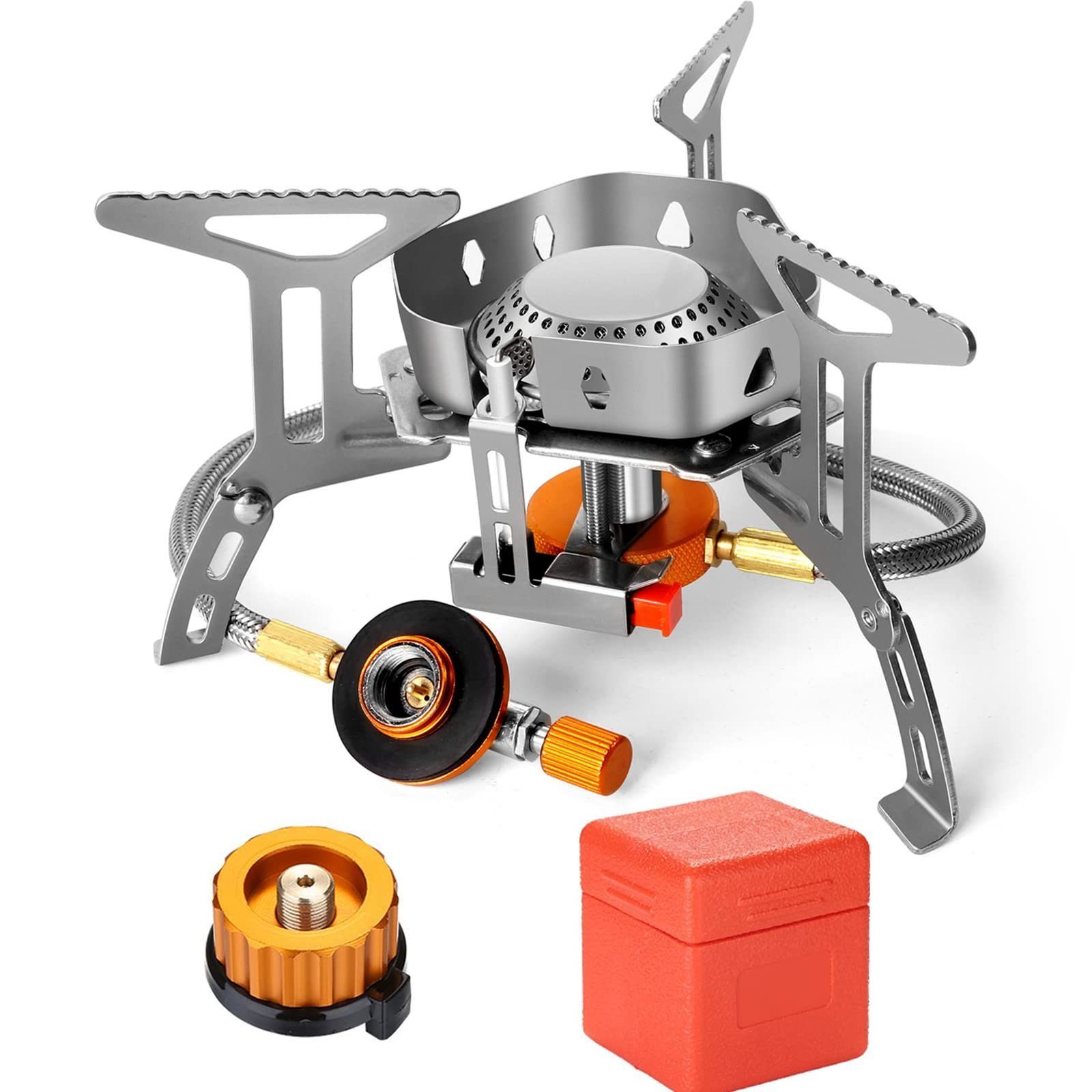 Haiaveng Gaskocher Campingkocher, Winddichter Tragbarer Campingkocher, 3500W Gaskocher, Klein Faltbar Camping Gaskocher für Camping Picknick