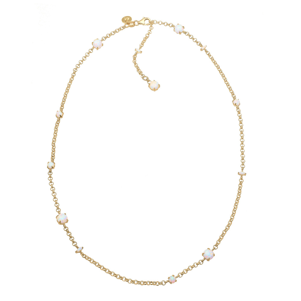 Elli PREMIUM Elli PREMIUM Collier Erbskette Synthetischer Opal Stein 925 Silber collier