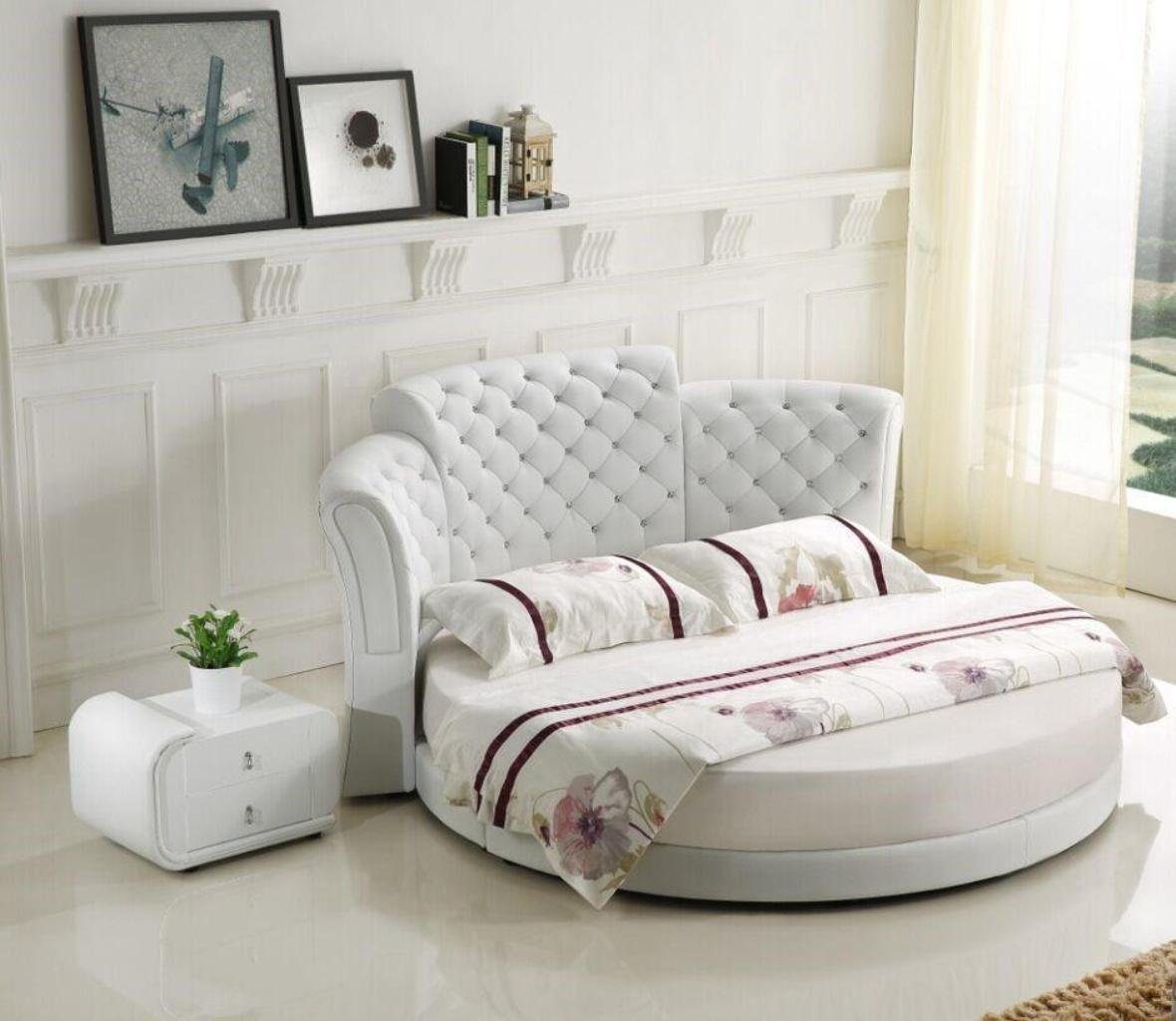 JVmoebel Rundbett Rundes Bett Rund Design Betten Leder Doppel Gestell Schlaf Zimmer (1-tlg., 1x nur Bett ohne Couchtische), Made in Europa