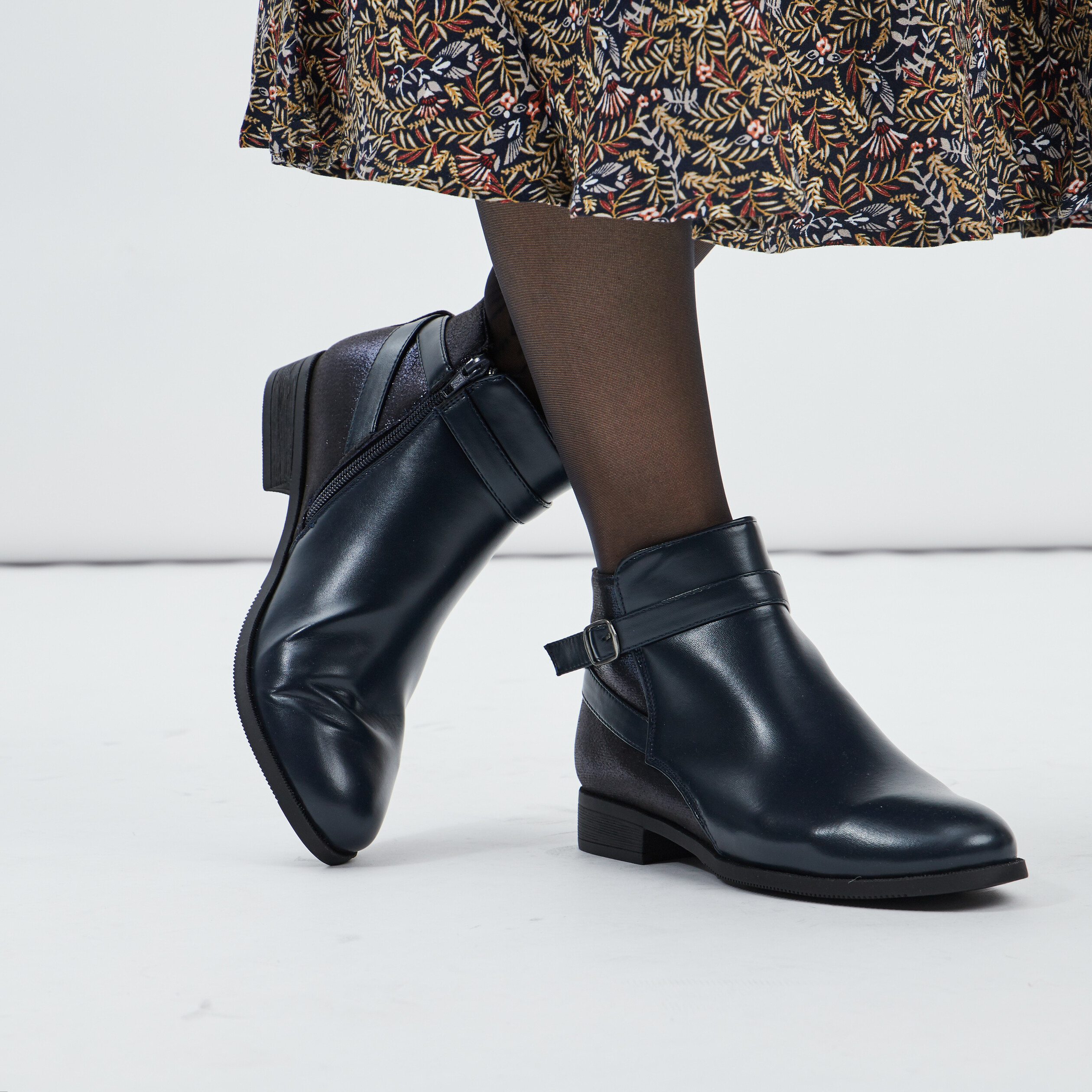 Bottines avec brides bleu femme | La Halle