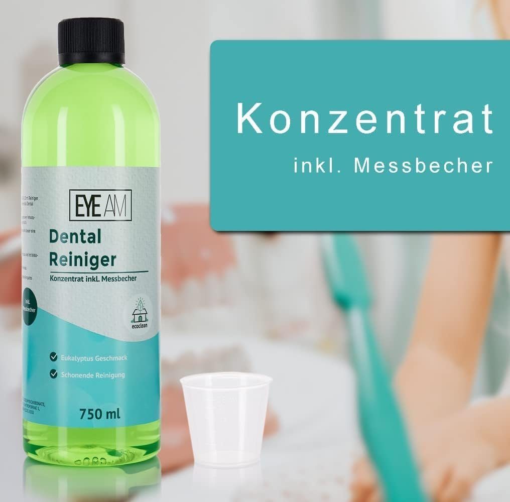 EyeAm Dental Ultraschallreiniger Konzentrat für Zahnprothesen mit Messbecher Reinigungskonzentrat (Inklusive Messbecher)