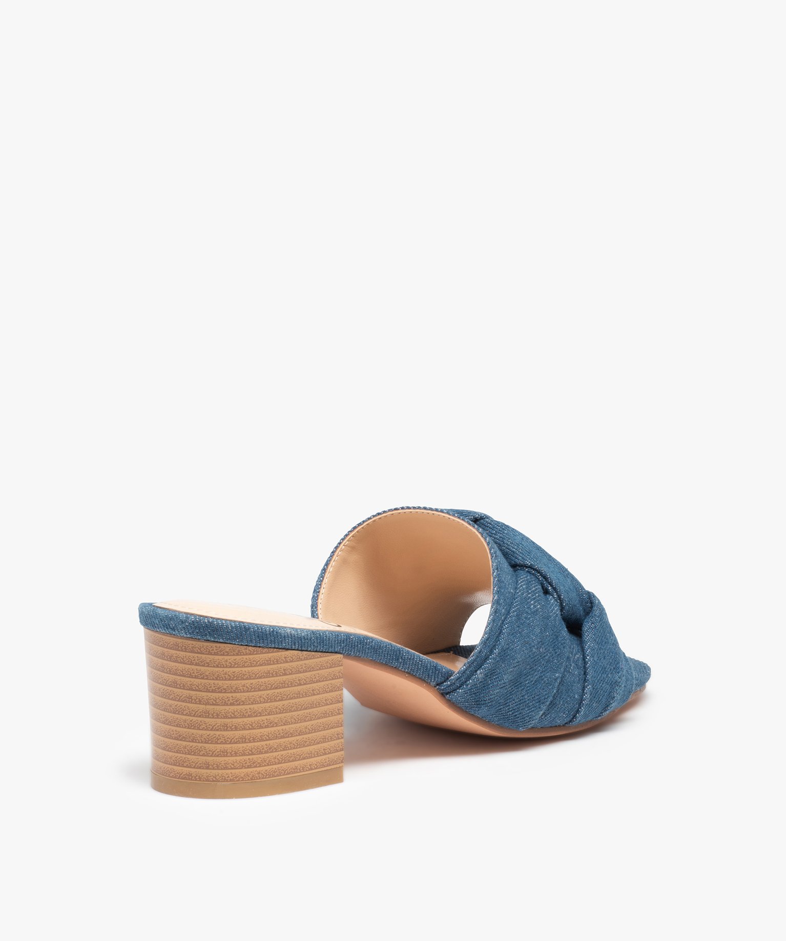 Mules femme à talon dessus tressé en denim denim | GEMO