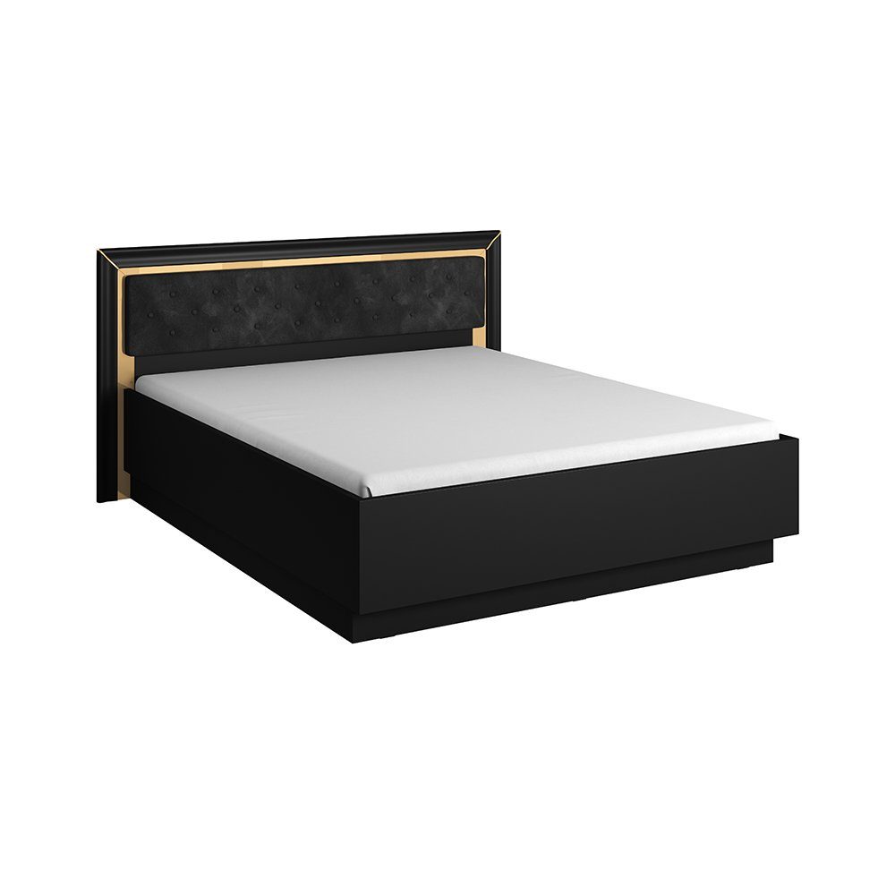 Lomadox Schlafzimmer-Set ASERI-83, (Spar-Set, 3-St), Liegefläche 160x200cm, schwarz supermatt, inkl. 2 Nachtschränke
