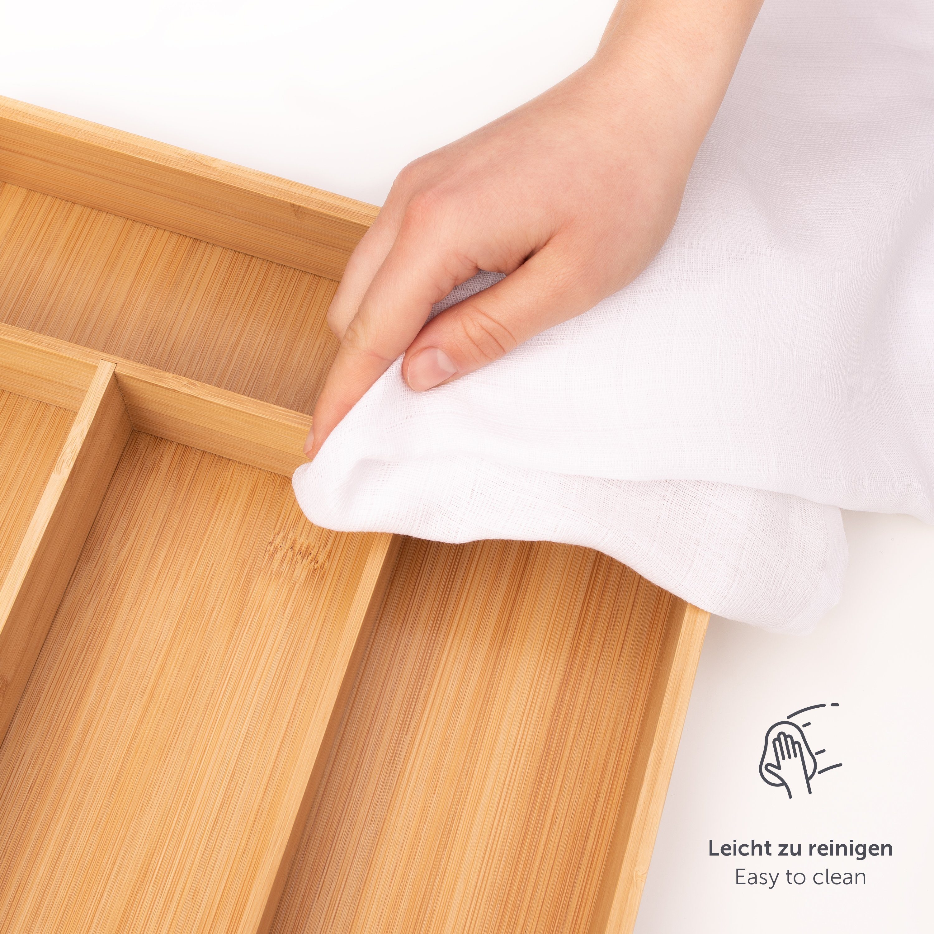 Blumtal Besteckkasten Küchenschubladen Einlagen - Bambus Besteckkasten für Schubladen (mit 4 oder 5 Fächern als Organizer für Besteck und Haushaltsartikel), leicht abwischbar, Besteckeinsatz passend für IKEA Maximera