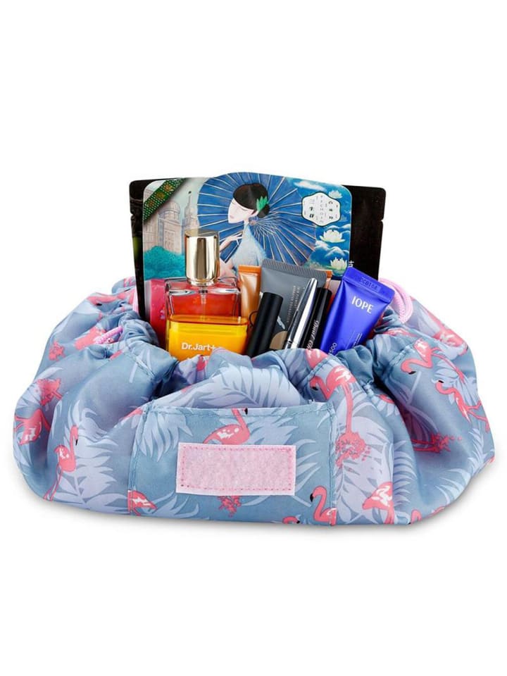 Intirilife One Step Kulturbeutel mit Kordel in GRAU ROSA FLAMINGO günstig kaufen onesize
