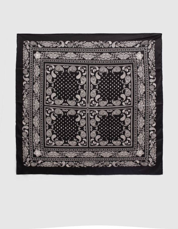 Foulard noir satiné motif bandana fille