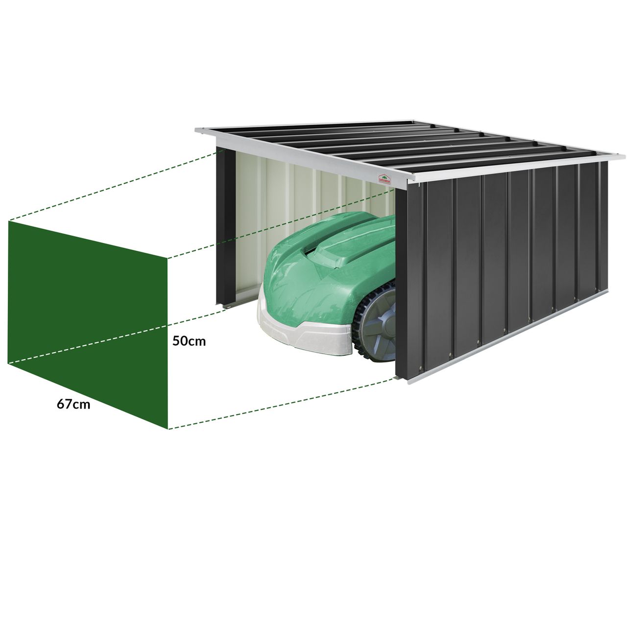 Casaria Gardebruk® Mähroboter Garage Anthrazit Metall 89x90x54cm