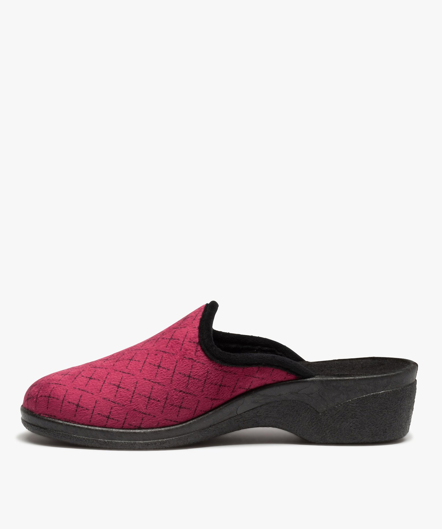 Chaussons mules confort en velours imprimé femme rouge fonce | GEMO