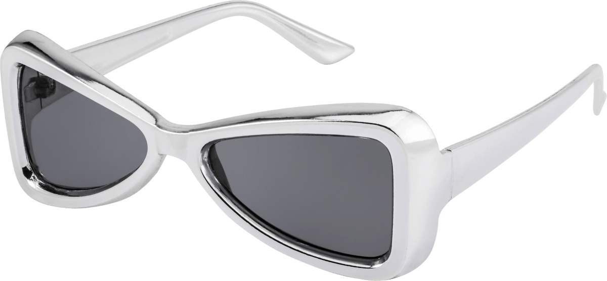 Dreieckige Party-Brille in Silber, 1 St
