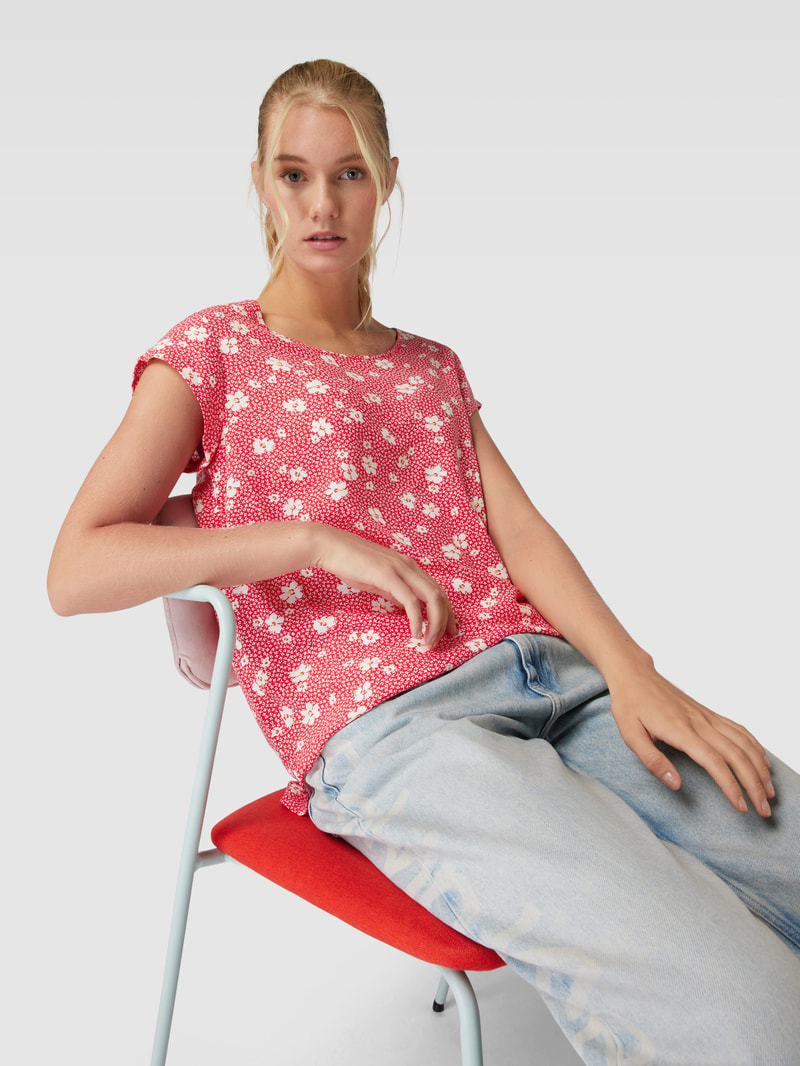Bluse aus reiner Viskose mit U-Boot-Ausschnitt Modell 'NOVA LIFE' in hellrot
