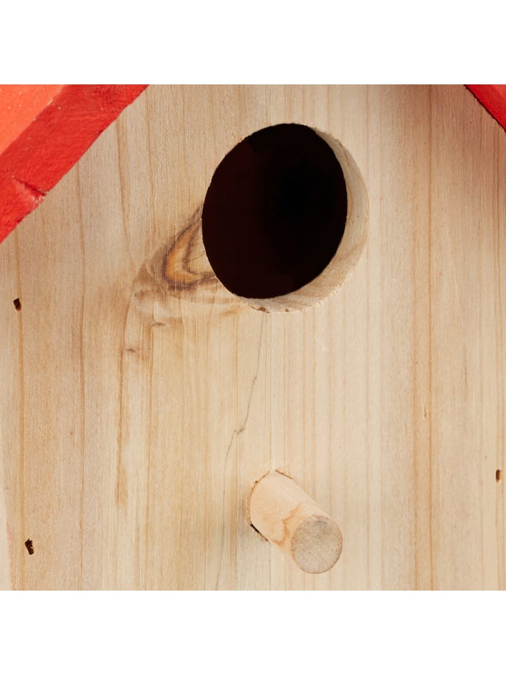 relaxdays Deko Vogelhaus in Natur/ Rot günstig kaufen onesize