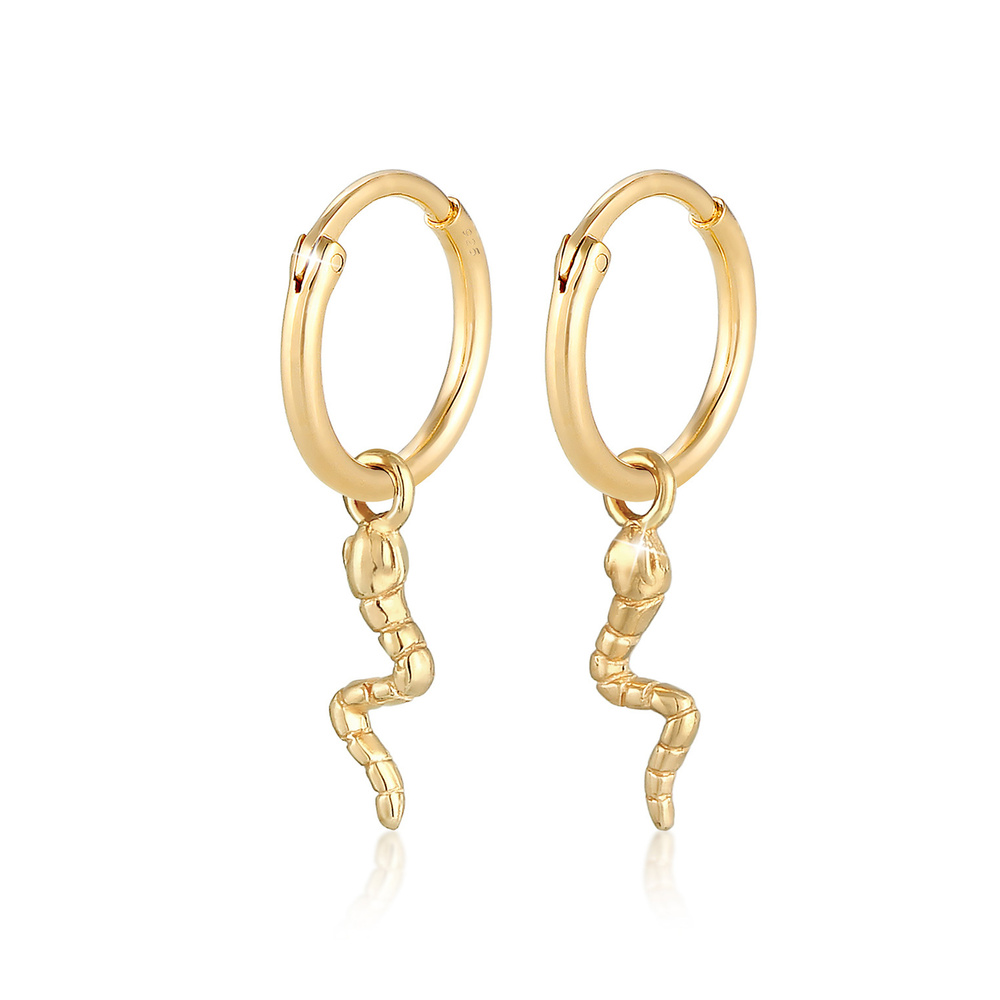 Elli Elli Boucles d'Oreilles Pendentif créole pour dames Snake Trend Blogger Minimal e Boucles d'oreilles