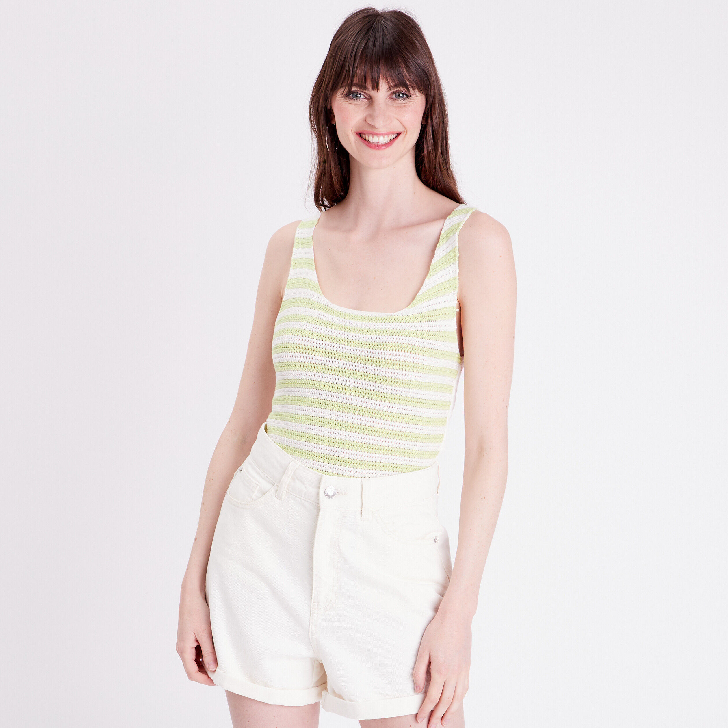 Débardeur macramé vert pastel femme | Cache Cache