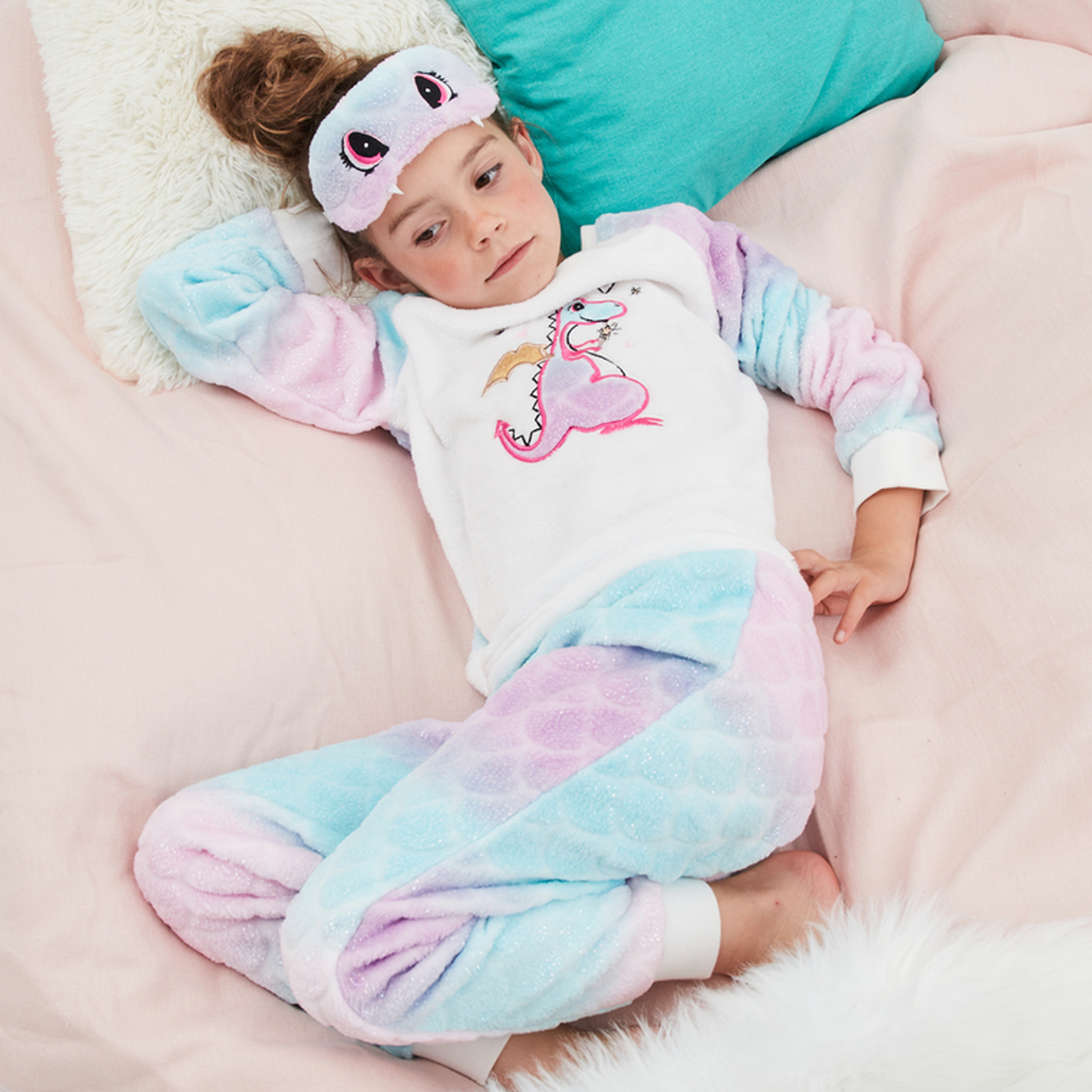 Ensemble pyjama pantalon pilou 3 pièces multicolore fille | La Halle
